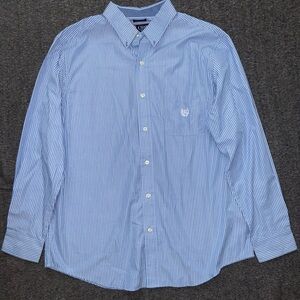 Chaps Blue and White Casual Button Down Shirt
